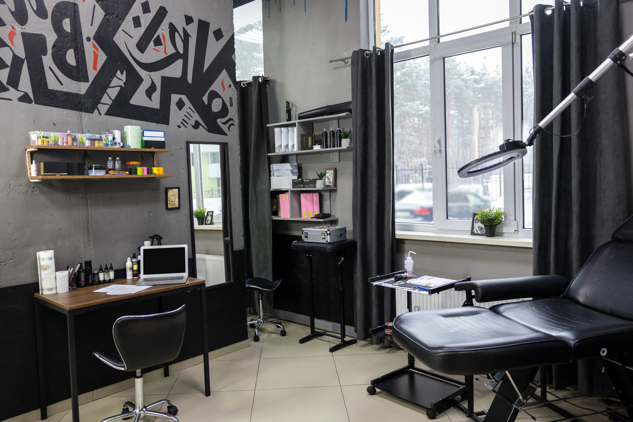 industrial tattoo studio interior